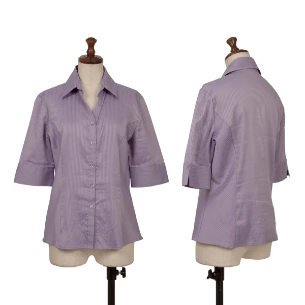 NARACAMICIE Striped Weave Stretch Blouse Purple S-M K-161347_001
