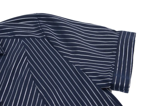 NARACAMICIE Lame Striped Frill Stretch Short Sleeve Blouse K-161350_005