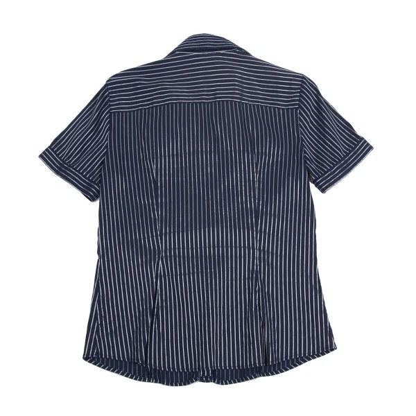 NARACAMICIE Lame Striped Frill Stretch Short Sleeve Blouse K-161350_008