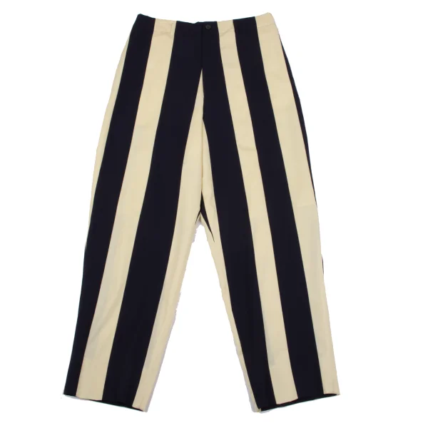 Yohji Yamamoto POUR HOMME Stripe Switching Wool Gaba Pants Navy,Cream S K-161355_001