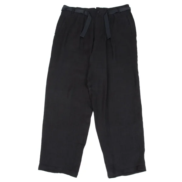 Yohji Yamamoto POUR HOMME Waist Belted Linen Tuck Pants Black L K-161358_001