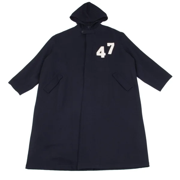 Y's for men Number Patch Wool Hooded Coat Navy L K-161361_001