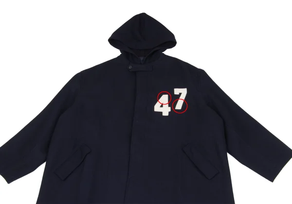 Y's for men Number Patch Wool Hooded Coat K-161361_002