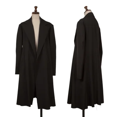 Yohji Yamamoto FEMME Wool Gaba Cut-off Hem Buttonless Long Jacket