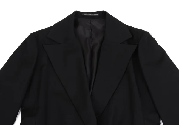 Yohji Yamamoto FEMME Wool Gaba Cut-off Hem Buttonless Long Jacket K-161363_003