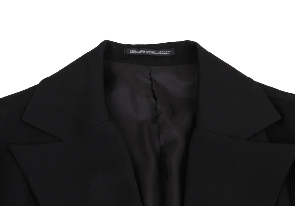 Yohji Yamamoto FEMME Wool Gaba Cut-off Hem Buttonless Long Jacket K-161363_004