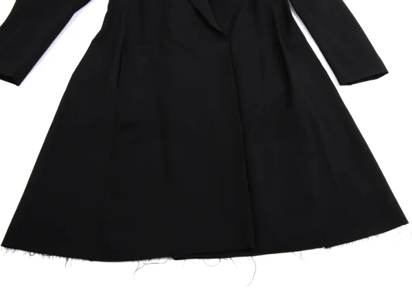 Yohji Yamamoto FEMME Wool Gaba Cut-off Hem Buttonless Long Jacket K-161363_008