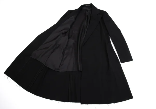 Yohji Yamamoto FEMME Wool Gaba Cut-off Hem Buttonless Long Jacket K-161363_011
