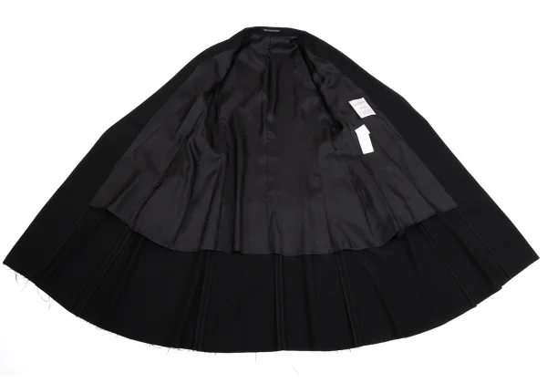 Yohji Yamamoto FEMME Wool Gaba Cut-off Hem Buttonless Long Jacket K-161363_012