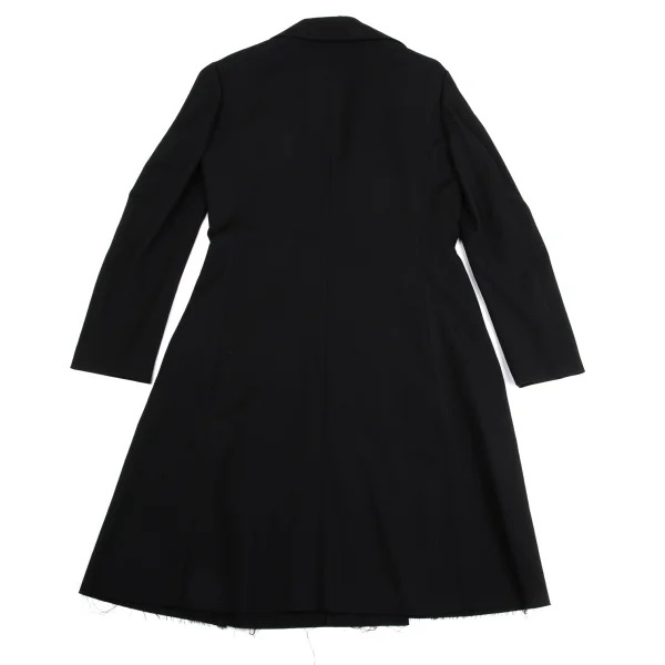Yohji Yamamoto FEMME Wool Gaba Cut-off Hem Buttonless Long Jacket K-161363_013