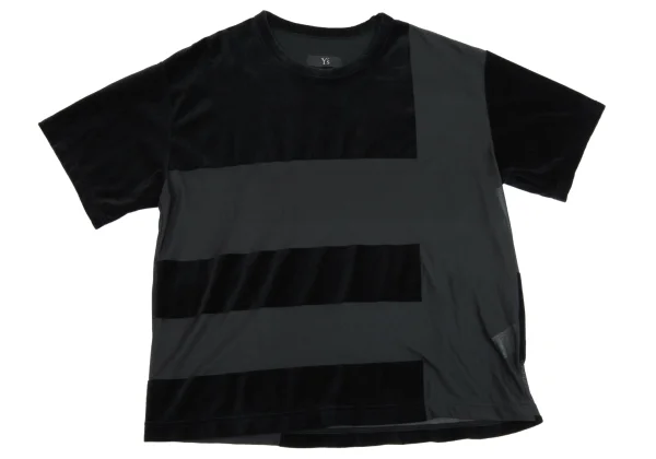 Y's Cotton Poly See-through Velour Stripe T-shirt K-161366_002