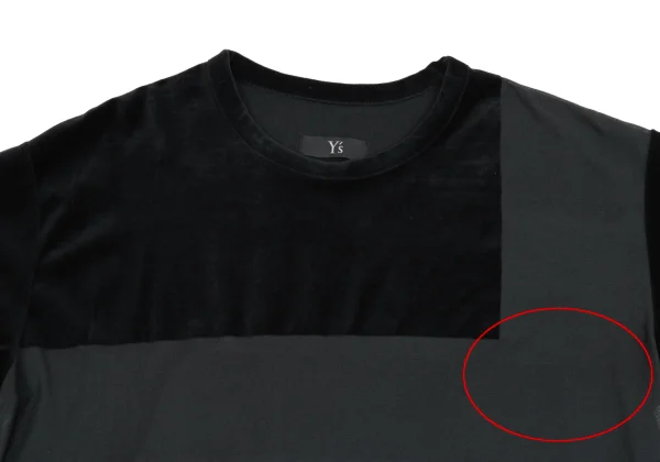 Y's Cotton Poly See-through Velour Stripe T-shirt K-161366_003