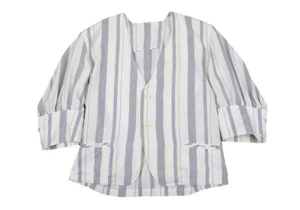 Y's Striped Collarless Jacket K-161368_002