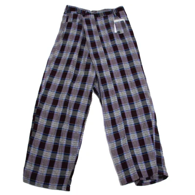 Y's Rayon Blend Half Wrap Check Wide Pants