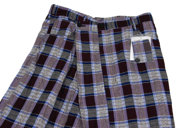 Y's Rayon Blend Half Wrap Check Wide Pants K-161373_002