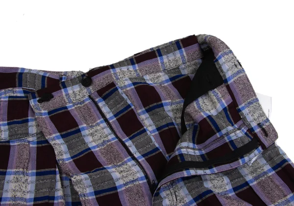 Y's Rayon Blend Half Wrap Check Wide Pants K-161373_005