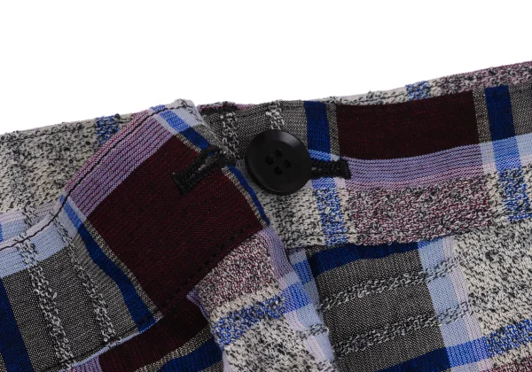 Y's Rayon Blend Half Wrap Check Wide Pants K-161373_006