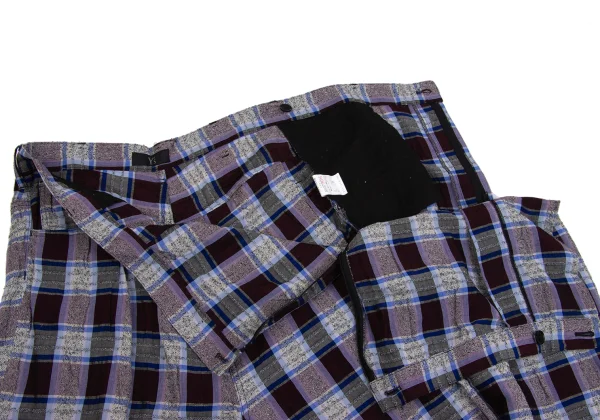 Y's Rayon Blend Half Wrap Check Wide Pants K-161373_007