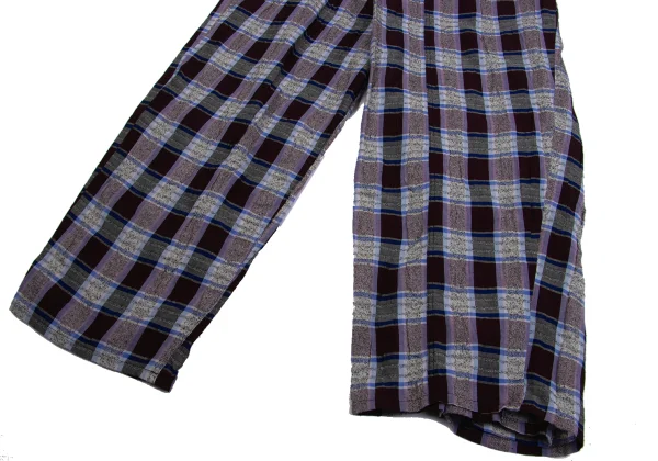 Y's Rayon Blend Half Wrap Check Wide Pants K-161373_008