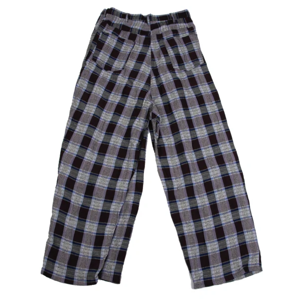 Y's Rayon Blend Half Wrap Check Wide Pants K-161373_012