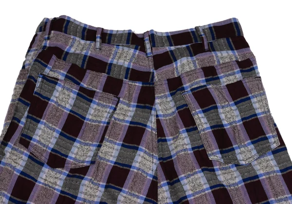 Y's Rayon Blend Half Wrap Check Wide Pants K-161373_013