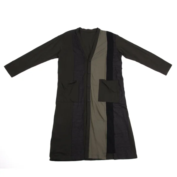 Ground Y Cotton Panel Switching Long Cardigan Khaki,Black 1 K-161377_001