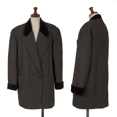 KENZO Wool Blend Collar Sashiko Double Breasted Jacket