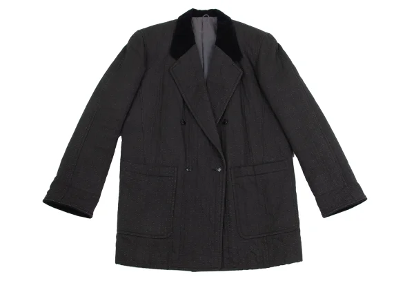 KENZO Wool Blend Collar Sashiko Double Breasted Jacket K-161391_002