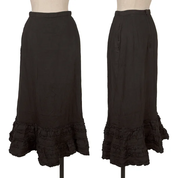 INGEBORG Hem Frill Cotton Skirt Black XS-S K-161394_001