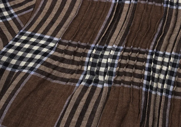 Mademoiselle NON NON Linen Blend Check Pin-tuck Design Blouse K-161402_007