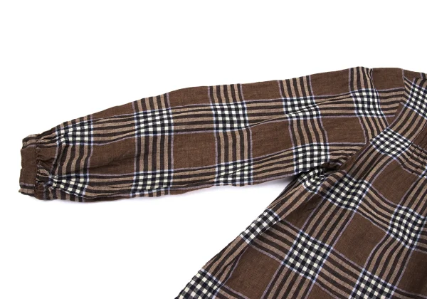 Mademoiselle NON NON Linen Blend Check Pin-tuck Design Blouse K-161402_008
