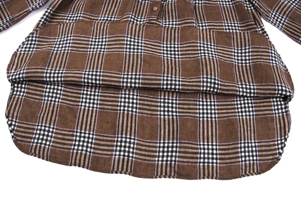 Mademoiselle NON NON Linen Blend Check Pin-tuck Design Blouse K-161402_011