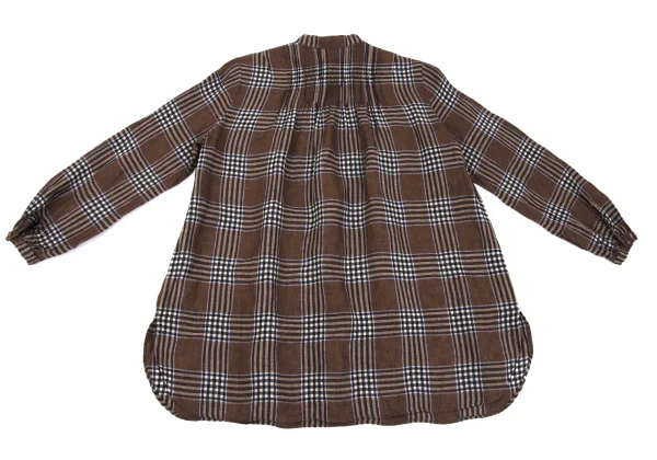 Mademoiselle NON NON Linen Blend Check Pin-tuck Design Blouse K-161402_012