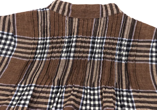Mademoiselle NON NON Linen Blend Check Pin-tuck Design Blouse K-161402_013