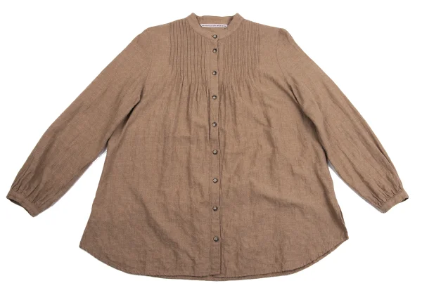 Mademoiselle NON NON Cotton Blend Pin Tuck Design Band Collar Shirt K-161403_002