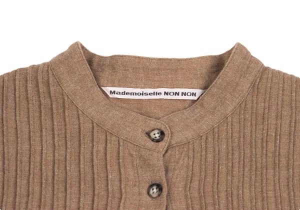 Mademoiselle NON NON Cotton Blend Pin Tuck Design Band Collar Shirt K-161403_004