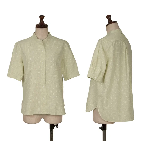 MARGARET HOWELL Pin-dot  Band Collar Short Sleeve Shirt Yellow 2 K-161408_001