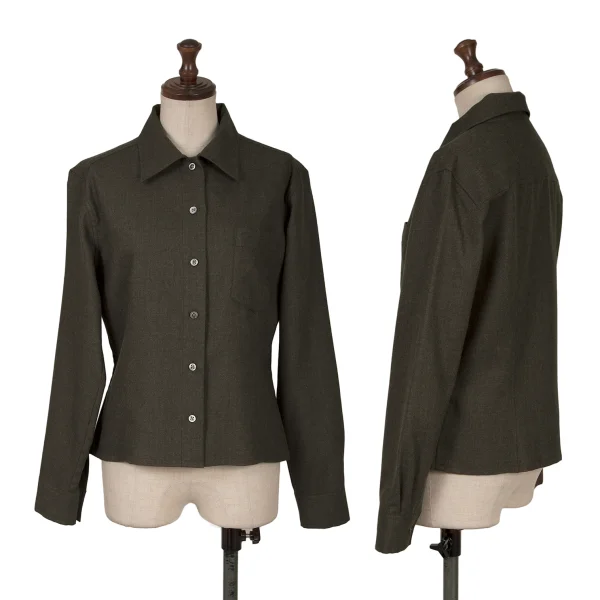 MARGARET HOWELL Wool Shirt Khaki 2 K-161410_001