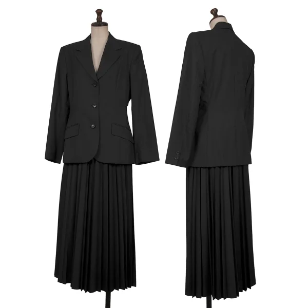 MARGARET HOWELL Wool Jacket & Pleats Skirt Black 2 K-161420_001