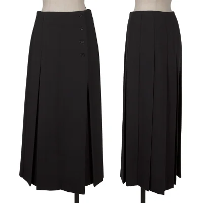 MARGARET HOWELL Wool Check Tuck Pleats Wrap Skirt