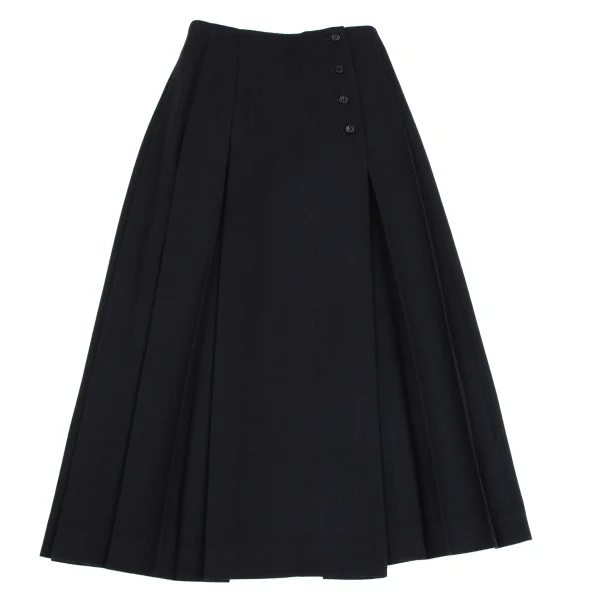 MARGARET HOWELL Wool Check Tuck Pleats Wrap Skirt K-161421_002