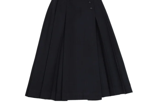 MARGARET HOWELL Wool Check Tuck Pleats Wrap Skirt K-161421_005
