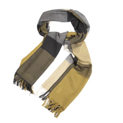 MARGARET HOWELL Silk Blend Check Fringe Stole