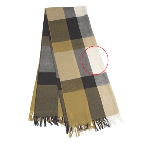 MARGARET HOWELL Silk Blend Check Fringe Stole K-161422_002