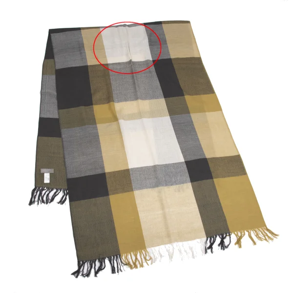 MARGARET HOWELL Silk Blend Check Fringe Stole K-161422_005