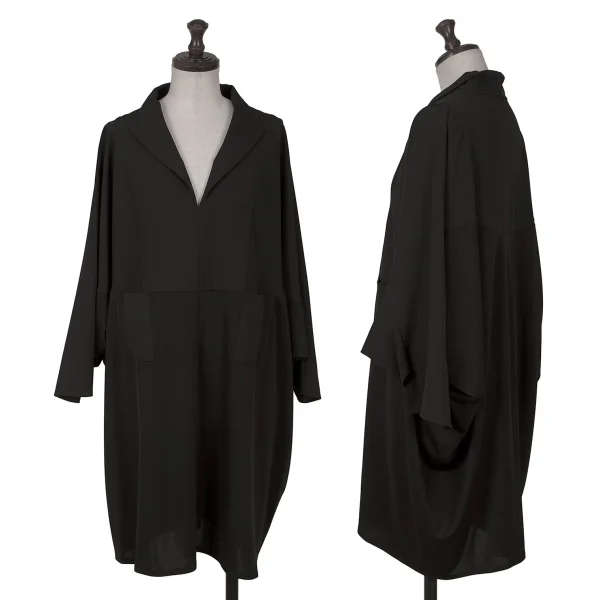 HIROKO KOSHINO Patch Pocket Switching Dolman Pullover Tunic Black 38 K-161425_001