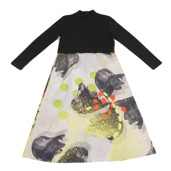 HIROKO KOSHINO Splash Paint Printed Rib Switching Dress K-161427_002