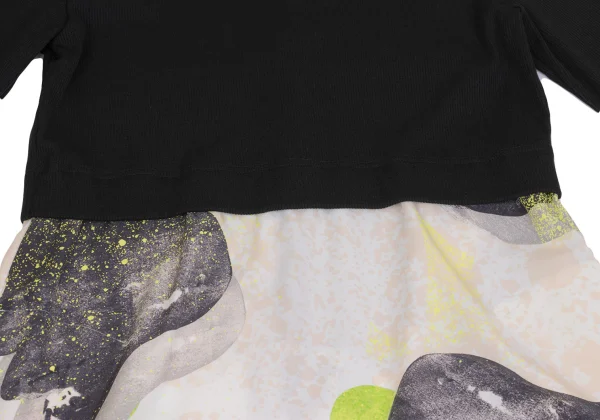 HIROKO KOSHINO Splash Paint Printed Rib Switching Dress K-161427_008