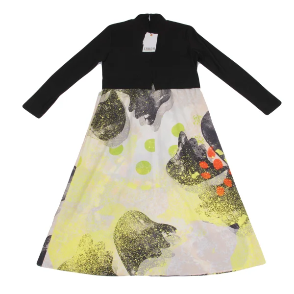 HIROKO KOSHINO Splash Paint Printed Rib Switching Dress K-161427_011
