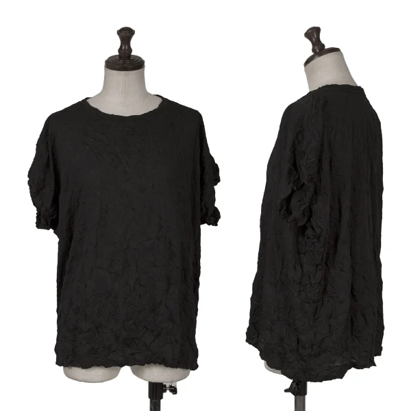 ISSEY MIYAKE me Wrinkled Short Sleeve T Shirt Black Free K-161428_001